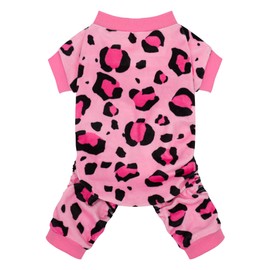Paiaite Dog Pajamas Onesie: Comfortable Four-Legged Apparel for Small, Medium, & Large Dogs, Polyester Material for Comfort, Wrinkle Resistance, Moisture Wicking, and Stretchiness Pink Leopard XS