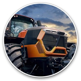Vinyl Stickers (Set of 2) 7.5cm - Orange Farmer Tractor Vehicle Farm #24619