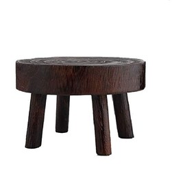 UNIE Mini Wooden Stool Round Garden Flower Display Stand Decorative Short Stool for Indoor Outdoor Office Dining Room