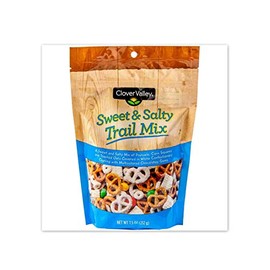 Clover Valley Sweet & Salty Snacking Trail Mix - Re-Sealable Bag 7.5 oz - comes with Sweet Yogurt Covered & Salty Pretzels, Zesty Corn Pieces, White Chocolate Oat Cereal Pieces, and Chocolate Coated Candy