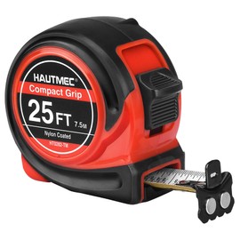 HAUTMEC - Cinta métrica de 25 pies con marcas fraccionarias de 18 escala doble métricaimperial con gancho magnético cinta métrica para construcción,
