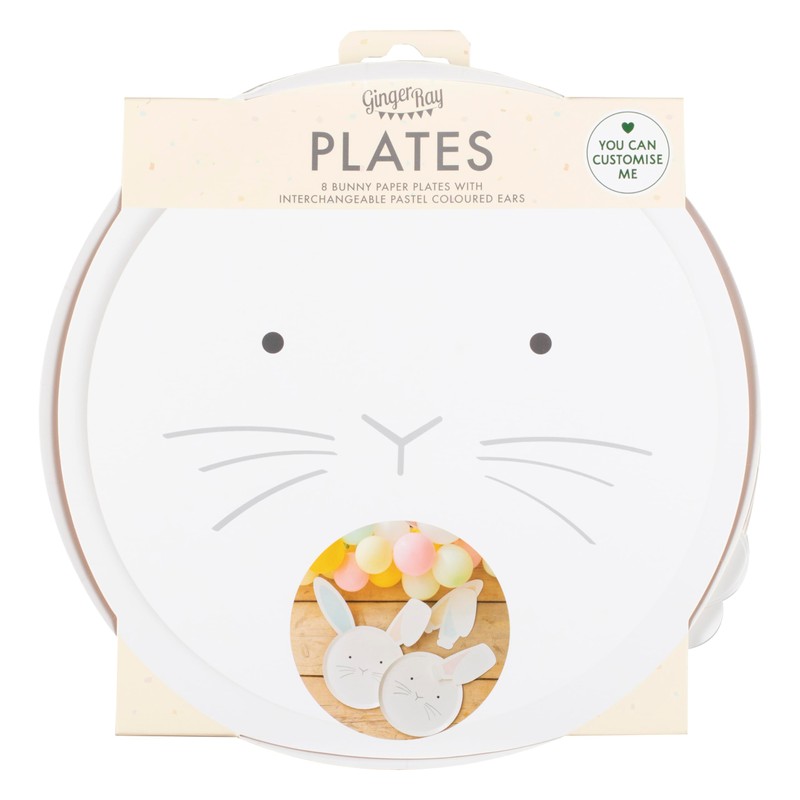 Ginger Ray Easter Bunny Paper Party Plates with Interchangeable Pastel