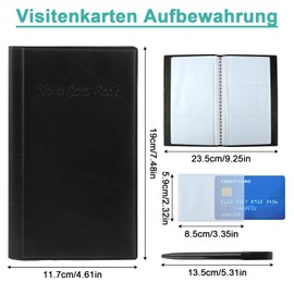 Visitenkarten Aufbewahrung für 120 Karten,Visitenkartenmappe mit Stift,Unisex Visitenkartenbuch,PU-Leder visitenkartenetui,Praktisches Visitenkarten-Organizer für Kreditkarten,Kundenkarten,Bankkarten