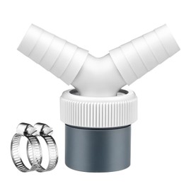 Washing Machine Drain Adapter, Plastic Appliance Inlet Hose Y-Piece Splitter Connector Drain Adaptor Dishwasher Y Connection Adapter with Hose Clamp for Dishwasher Tumble Washing Machine