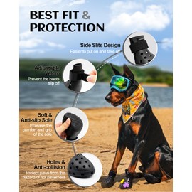 Dog Shoes for Hot Pavement - Dog Boots for Small & Medium & Large Dogs, Dog Boots Paw Protectors, Easy ON & OFF, Non-slip, Waterproof, Easy-Clean Dog Booties for Beach and Snow (Black, M)