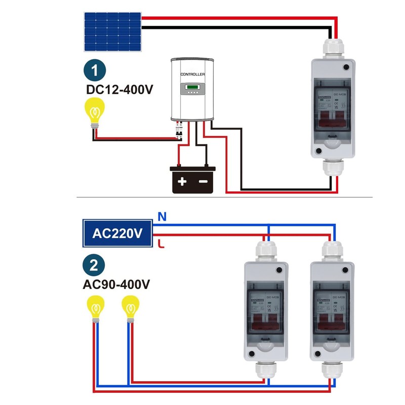 2P Photovoltaic System DC Miniature Circuit Breaker Solar IP65 Waterproof