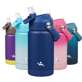 Konokyo Insulated Water Bottle with Straw Lid,12 oz Stainless Steel Vacuum Metal Bottle with Silicone Handle,Klein Blue