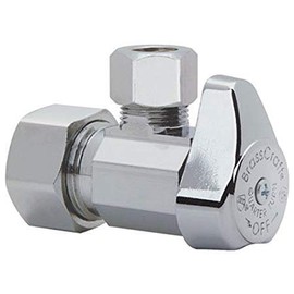 BrassCraft G2CR19X C1 1/2 in. NOM Comp Inlet x 3/8 in. OD Compression Outlet Chrome Plated Brass 1/4 Turn Angle Valve - 4 Pack