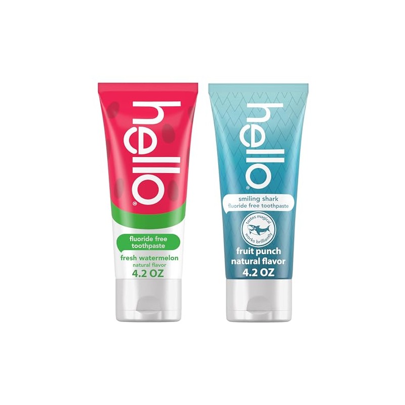 Hello Smiling Shark and Fresh Watermelon Fluoride Free Kids Toothpaste
