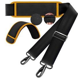 Hseok 60 Inch Shoulder Strap, Ultra-Thick and Padded with Metal Swivel Hooks for Laptop Messenger and Crossbody Canvas Bags，Black Yellow