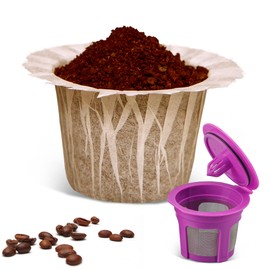 Haetyly 100 Count Natural Paper Filters Compatible with Keurig Single Serve 1.0 and 2.0, Fits All Brands Reusable K Cup Coffee Pods