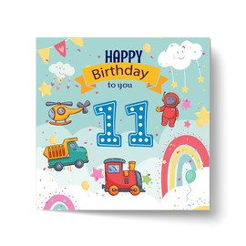 Papa Prints 11th Birthday Card (145 x 150 mm) Grandson Birthday Cards for Boys Happy Birthday Cards with Envelope
