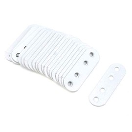 T Tulead White Straight Brackets Iron Flat Bracket Mending Plate Furniture Brace 2.16"x0.7" Repair Fixing Joint Pack of 20 with Mounting Screws