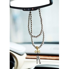 PEPAXON Beads Necklace for Men Cross Necklace Stainless Steel Necklace Chain Waist Chain 108 Buddha Beads Necklace (Gold-Round)