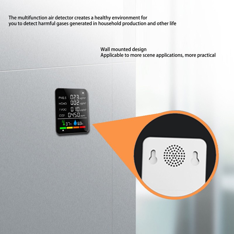 Multifunctional 6 in 1 CO2 Meter Air Quality Monitor Temperature