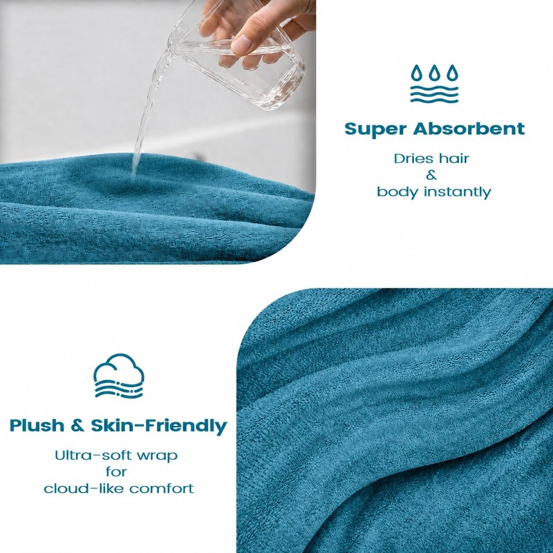Towel Wrap for Women (S-XL), Lightweight Spa Bath Wrap Set