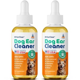Pup Labs Ear Clear, Natural Dog Ear Cleaner and Infection Treatment for Dogs, Dog Drops for Itching, Irritation, & Wax Build-Up, 2-Pack