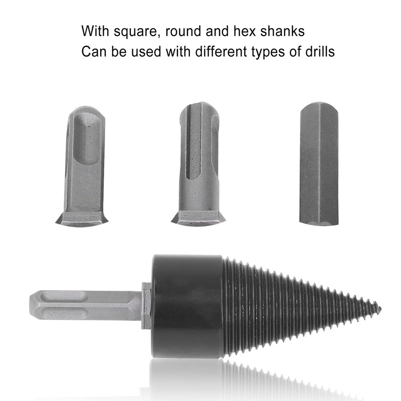 Wood Splitting Drill Carbon Steel Log Splitter Tool with 3Pcs