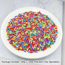 YHYPOCI 100g 7mm Fake Sprinkles Polymer Clay Sprinkles Fake Candy Sprinkles Resin Sprinkles Clay Slices for Craft Sprinkles Decoration Scrapbook DIY Nail Art(Mix Color-6)