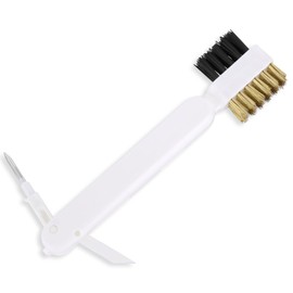 Kitchen Cleaning Scrub Brush Deep Gas Stove Brass Wire Brush with Stiff Bristles & Cooktop Scraper Stainless Steel Scrubber for Range Hood Grease Grime Rust Cleaner for Pot Pan Household Cleaning Tool