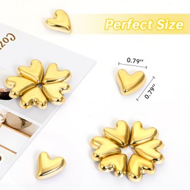 GOOZADA 12Pac Heart Fridge Magnets, Gold Refrigerator Magnet,0.79in Small Love Heart Cute Magnets for Refrigerator, Decorative Magnet for Fridge Kitchen Home Office Whiteboard Decor