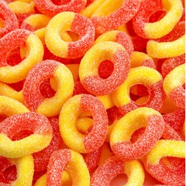 Peach Rings Gummy Candy | 2-Pound Bag | Sweet and Sour Candy | Peach Gummies for Snacking, Dessert Topping, Parties & Buffet Tables | Classic Gummy Rings