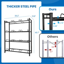 5 Gallon Water Jug Holder for 12 Bottles Without Wobbling, New Upgraded Heavy Duty 4 Tier Thicken Water Bottle Storage Rack for Home, Office, Kitchen, Warehouse, Garages Black