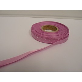 2 metres x 10mm Polka dot Satin Ribbon Candy Bright Pink with White Spots dots 10 mm 1cm