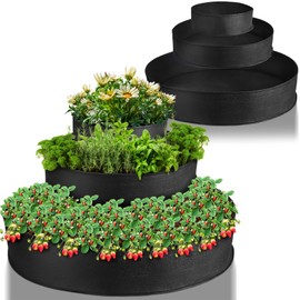 Colingmill 2 Sets 3 Tiered Fabric Grow Bags Fabric Raised Garden Bed Strawberry Planter Each 8 Inch Deep Strawberry Pot Stackable Planter Vertical Strawberry Planters (36 x 36 x 24 Inch)