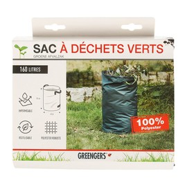 Greengers - Garden waste bags - Green waste bag large volume 160 litres, garden waste bag 160 litres, garden waste bag 160 litres, 1 bag - 3 handles, self-stable bag - diameter 47 x H 92 cm