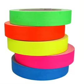 AISEY Neon Gaffer Cloth Tape, Fluorescent Colors Pro Gaff Tape Duct Tape UV Blacklight Glow in The Dark Tape for UV Party 0.6 inch x 16.5 feet, 5 Pack