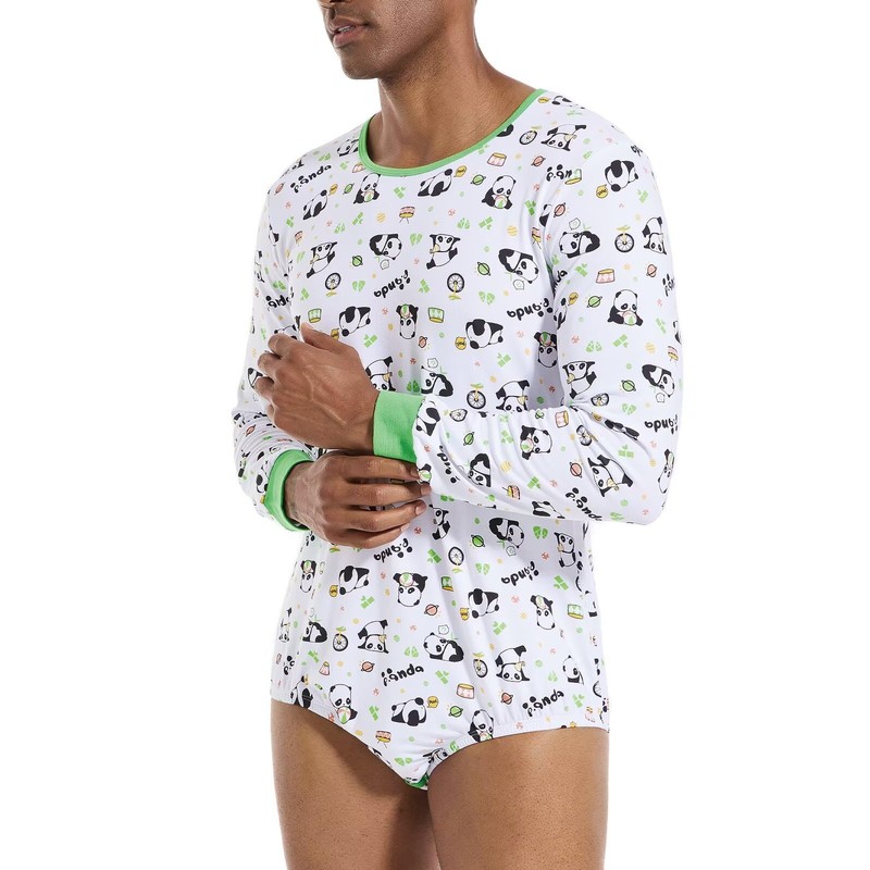 Landofgenie Mens Onesie Long Sleeve Bodysuit One Piece Pajamas Snap
