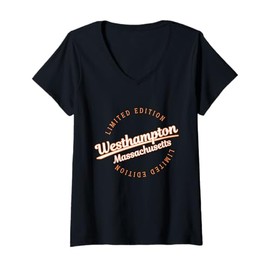 Womens Retro Athletic Westhampton MA Apparel V-Neck T-Shirt