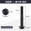 M12-1.75 x 80mm (4 pcs) Flanged Hex Bolt Screws Black
