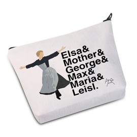 LEVLO Julie Andrews Cosmetic Make Up Bag Broadways Musical Gift Sound Music Name List Make Up Zipper Pouch Bag For Theratry Musical Fans, Elsa&Mother&George, Cosmetic Bag