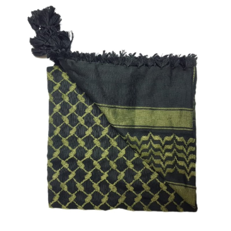 Retro Seventy2 Olive Green and Black Palestinian Shemagh Scarf with
