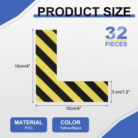 PATIKIL 5S Location Marking Corner, 32 Pcs 4 x 4 x 1.2 Inch PVC L-Shape Floor Marking Tape Workplace Floor Organization Markers for Office Warehouse Desk Table Top, Yellow/Black