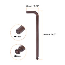 sourcing map Ball End Hex Key Wrench 8mm S2 Steel L-Shape Long Arm Hexagon Metric Wrenches Repairing Tool for Home Repair, Red