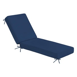 Sundale Outdoor Olefin Chaise Lounge Cushion, Water-Resistant Patio Lounge Chair Cushion, Thick Lounger Pad with 4 Straps Dark Blue, 72 x 21 x 4 Inches