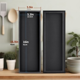 TEESSFROOD Bamboo Utensil Drawer Organizer, Stackable Silverware Organizer Tray Flatware Cutlery Storage Box for Kitchen Drawer - 17"x6"x2.5" (Set of 2)