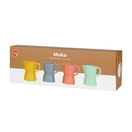 Balvi Set tazzine in Ceramica Espresso Moka Colore Multicolor Set di 4 tazzine da Espresso Colorate a Forma di mo