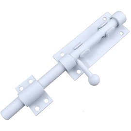 Litensh Door Latch for Sliding Gates, Lockable Door Latch, Bolt Latch, Gate Latch with Hole for Padlock, 304 Stainless Steel Deadbolt Lock, Small Door Lock, 14mm Diameter, White