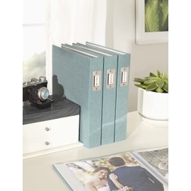 DesignOvation Cydney Photo Album, Set of 4, Teal, Linen Wrapped Photo Albums with 40 Photo Storage Capacity