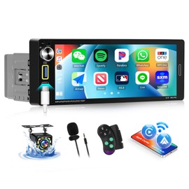 [Upgrade Wireless] SIXWIN Car Radio 1 DIN with Wireless Carplay Android Car, 6.9 Inch Touchscreen Support Bluetooth 5.0/AUX/USB/FM/AM/Mirrorlink/Steering Wheel Control + Reversing Camera