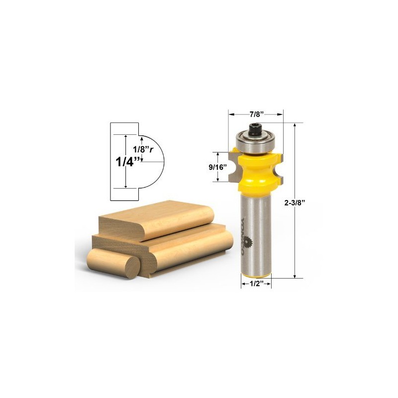 Yonico 13515 5 Bit Bullnose Router Bit 1/2-Inch Shank