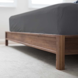 LUXURANGE Non Iron Fitted Sheet - 100% Poly Cotton Double Bed Sheet with 25cm Deep Pocket, Hotel Quality Easy Care Plain Dyed Soft, Grey