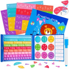 Homgaty Magnetic Fraction Tiles & Fraction Circles,Fraction Explorer Board,Math Manipulatives for Elementary School, Montessori Magnetic Book Fraction Puzzle for Children