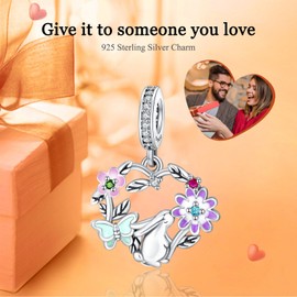 Rimgoris 925 Sterling Silver Charms for Women Bracelets Necklace Green Christmas Tree Women Easter Bunny & Egg Easter Egg Four Leaf Clover Friendship Wife Christmas Snowman Grinch, Silver, Cubic