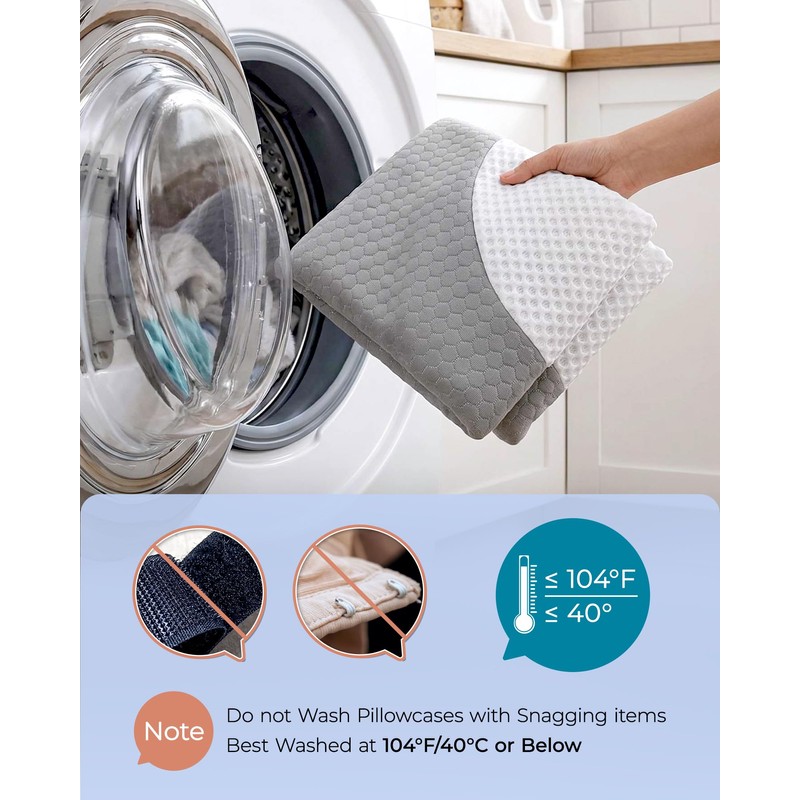 Elviros Cervical Memory Foam Pillowcase(Grey)