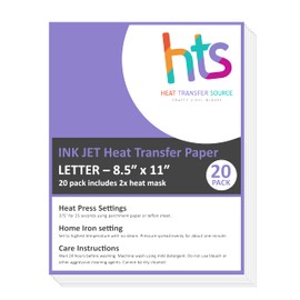 Heat Transfer source Inkjet, 20 pack, Iron On Heat Transfer Paper for Dark Fabric 8.5''x11'”Comes with Free Mask! No special inks needed! Print full color images and press to shirts & more